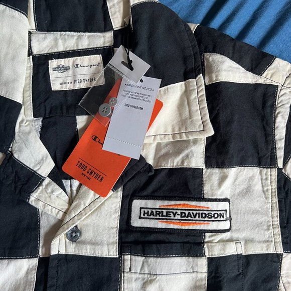 Harley Davidson x Champion x Todd Snyder Checkered Camp Collar Shirt - Picture 5 of 8